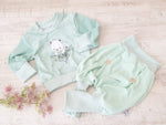 Atelier MiaMia Cool bloomers or baby set fine corduroy jersey mint 87
