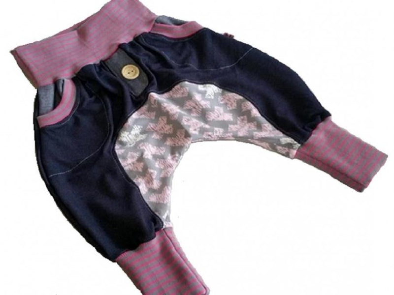 Popo Pumphose Gr. 46-110 auch als Set mit Mütze und Tuch rosa Kreuze Jeans 8 von Atelier MiaMia