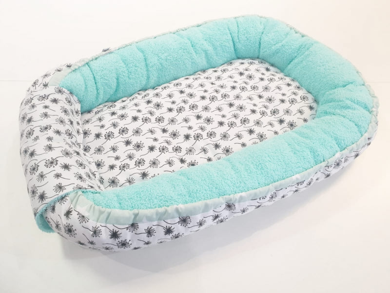 Atelier MiaMia Cocoon, Baby nest, Cot Limited Edition Light Blue Dandelion 9
