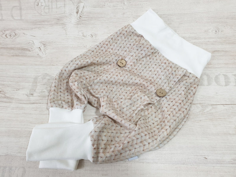 Atelier MiaMia Cool bloomers or baby set cable knit beige 91