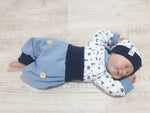 Atelier MiaMia Cool bloomers or baby set waffle jersey blue 95