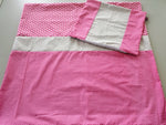 Atelier MiaMia bed linen in three sizes with plain fabrics Pink dots 1