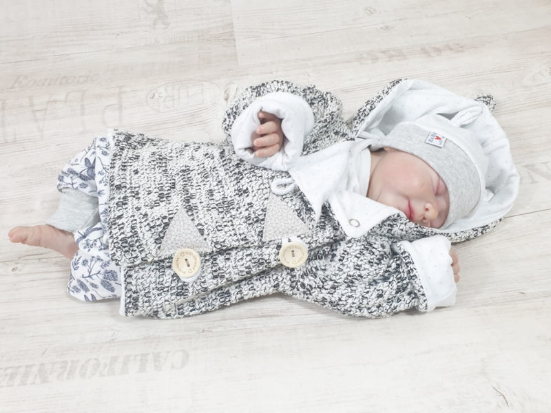 Atelier MiaMia - hooded jacket baby child size 50-140 !! Boncle knit Stracciatella J20