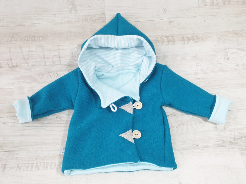 Walk - Kaputzenjacke Baby Kind Größe 50-140 Jacke Limitiert !! Walk -Jacke Aqua Blau Streifen J29 von Atelier MiaMia