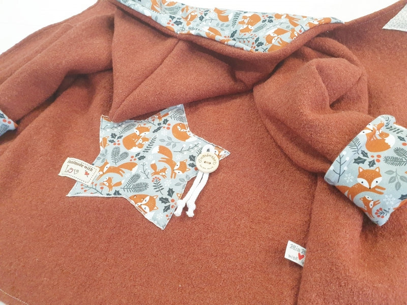 Walk - Kaputzenjacke Baby Kind Größe 50-140 Jacke Limitiert !! Walk -Jacke Orange Fuchs Stern J36 von Atelier MiaMia