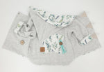 Atelier MiaMia - Giacca con cappuccio Baby Child Taglia 50-140 Designer Jacket Limited !! Motivo floreale grigio chiaro 44