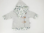 Atelier MiaMia - Hooded Jacket Baby Child Size 50-140 Designer Jacket Limited !! Light gray floral pattern 44