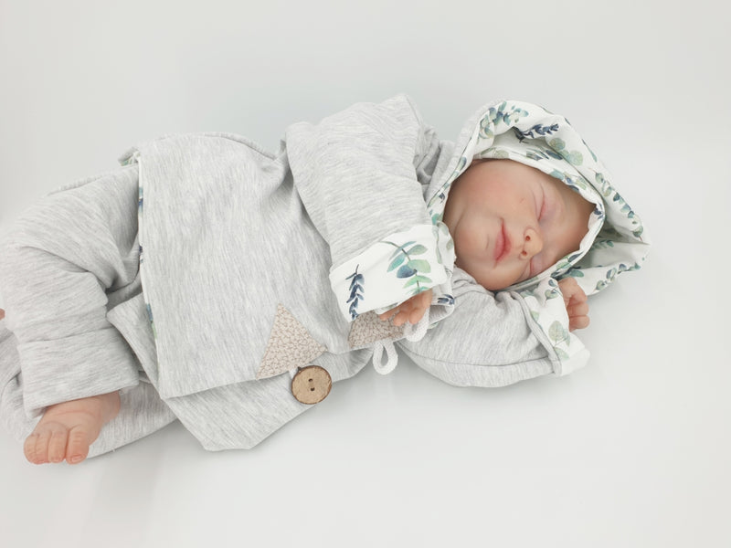 Atelier MiaMia - Giacca con cappuccio Baby Child Taglia 50-140 Designer Jacket Limited !! Motivo floreale grigio chiaro 44
