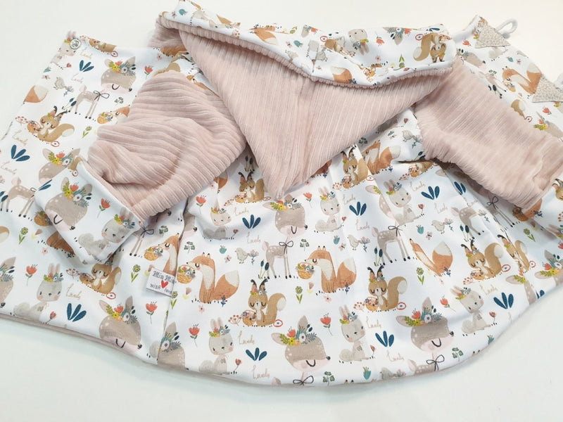 Kaputzenjacke Baby Kind Größe 50-140 Designer Jacke Limitiert !! Waldtiere Frühling Grau Panel J8 von Atelier MiaMia