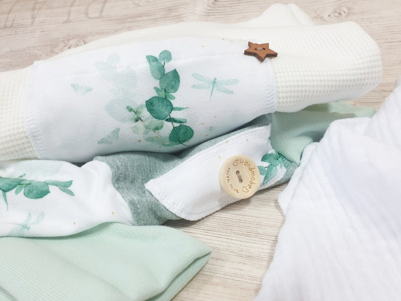 Kapuzenpullover Baby Kind ab 44-122 kurz oder langarm Waffeljersey Eukalyptus von Atelier MiaMia