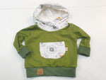 Atelier MiaMia - hoodie baby child from 44-122 short or long sleeve green with panel 281