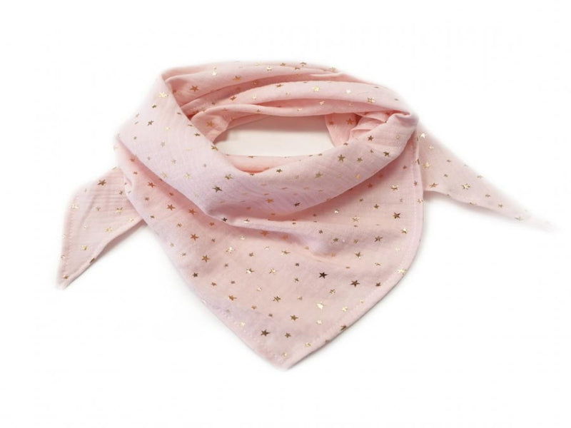 Atelier MiaMia - muslin scarf triangular scarf pink gold stars // 1