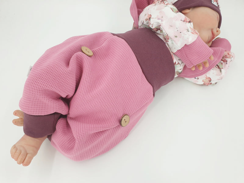 Atelier MiaMia Cool mutandoni o baby set pantaloni con bottoni waffle jersey berry 117