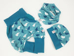 Atelier MiaMia Cool bloomers or baby set short and long elephant blue 110