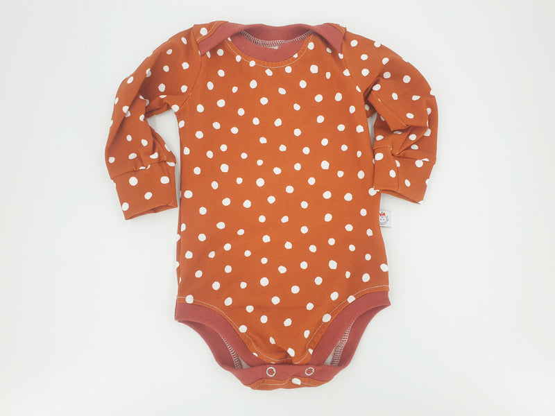 Atelier MiaMia body with short and long sleeves, also available as a Baby Set Terracotta Dots
