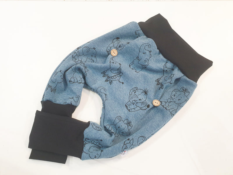 Atelier MiaMia Cool bloomers or baby set Alpenfleece elephants blue