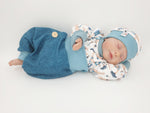 Atelier MiaMia Cool bloomers or baby set jeans aqua with button