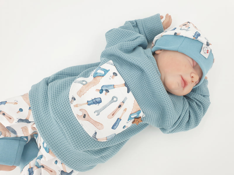 Hoodie Pullover Waffeljersey Werkzeuge Baby Kind ab 44-140 kurz oder langarm  Designer Limitiert !! von Atelier MiaMia