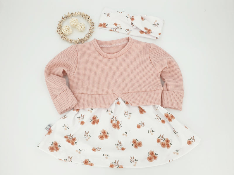 Girly Sweater Baby Kind Größe 56-140 Designer Limitiert Blümchen apricot von Atelier MiaMia