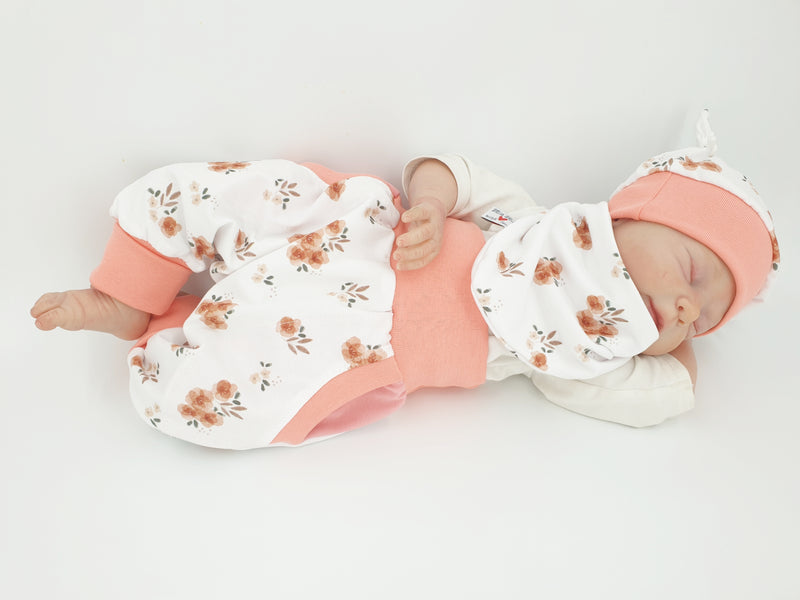Atelier MiaMia - bloomers or set baby from 50-140 Designer baby pants flowers apricot