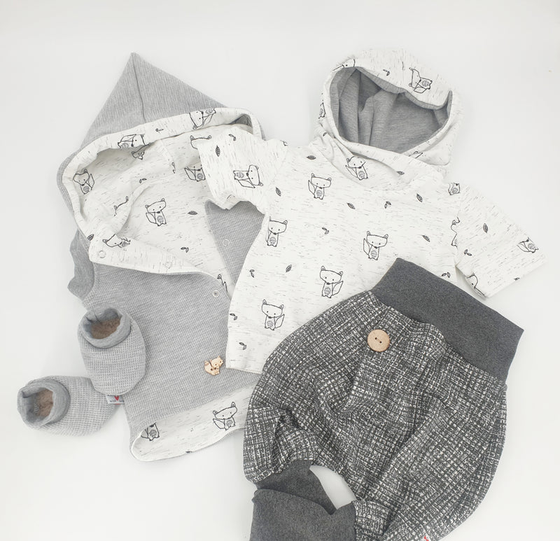 Atelier MiaMia Cool bloomers or baby set with button gray check