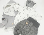 Atelier MiaMia Cool bloomers or baby set with button gray check