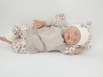 Atelier MiaMia - Hoodie sweater baby child from 50-140 short or long sleeve rib beige flowers