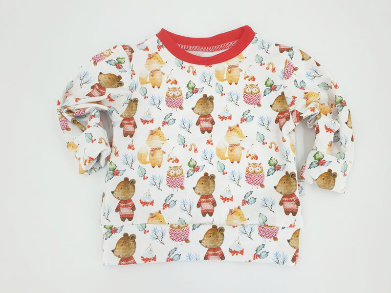 Atelier MiaMia - maglione con cappuccio animali della foresta invernale bambino bambino da 44-122 maniche corte o lunghe designer limitato !!