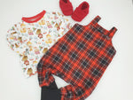 Atelier MiaMia bib romper short and long also available as a baby set checked black/red