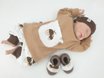 Hoodie Pullover Waffeljersey beige Eicheln Baby Kind ab 44-140 kurz oder langarm  Designer Limitiert !! von Atelier MiaMia