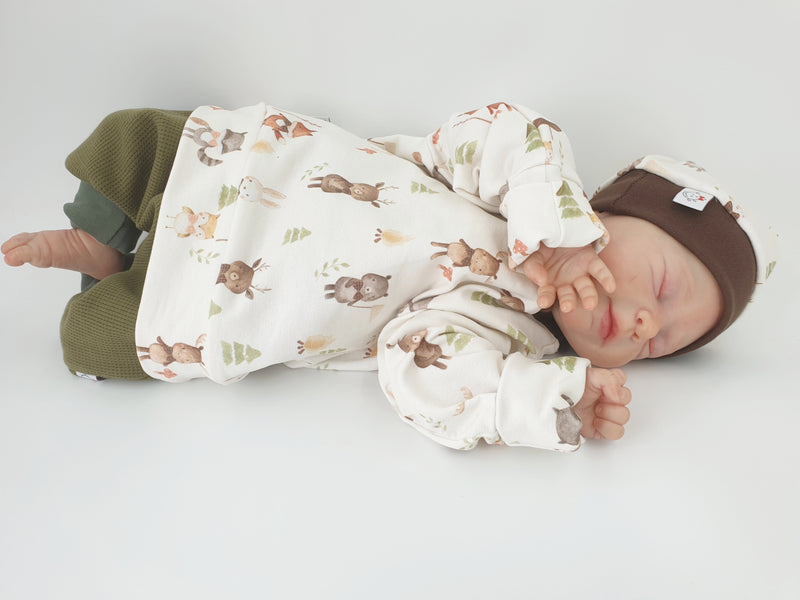 Hoodie Pullover Waldtiere Natur Baby Kind ab 44-122 kurz oder langarm  Designer Limitiert !! von Atelier MiaMia