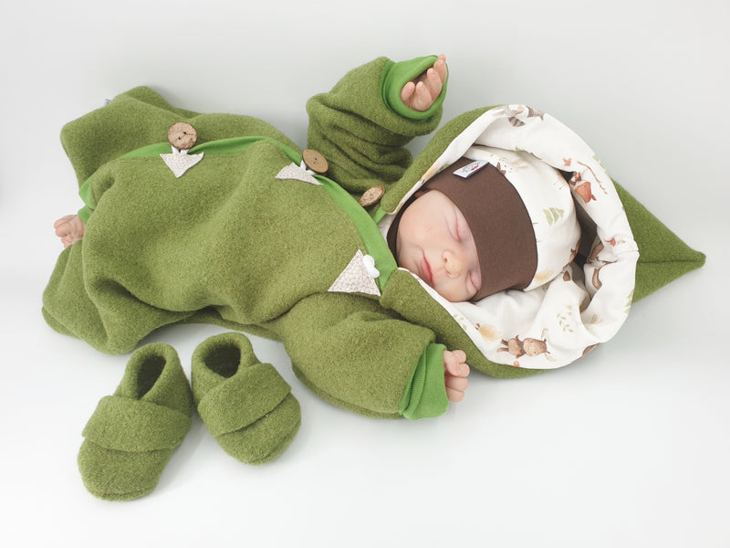 Atelier MiaMia - Walk - overall baby child from 50 to 110 designer walk overall green forest animals