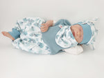 Atelier MiaMia onesie short and long also available as baby set leaves aqua