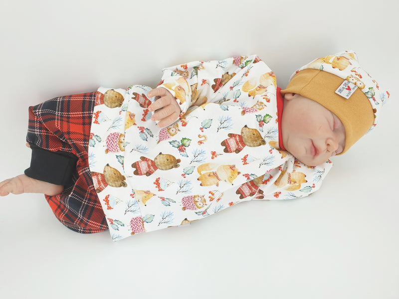 Hoodie Pullover Winter Waldtiere Baby Kind ab 44-122 kurz oder langarm  Designer Limitiert !! von Atelier MiaMia