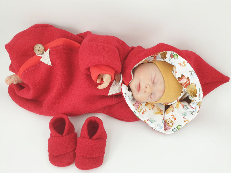 Atelier MiaMia - Walk - overall baby child from 50 to 110 Designer red forest animals Walkoverall