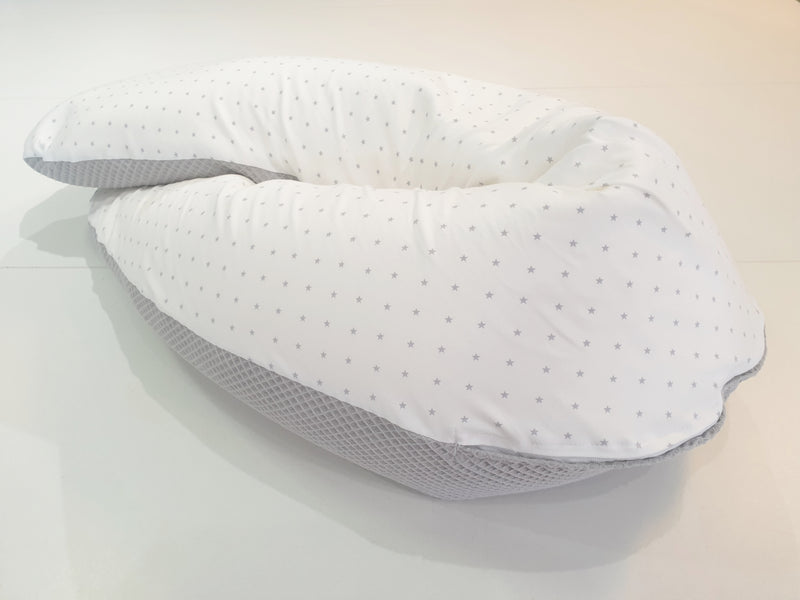 Atelier MiaMia nursing pillow or side sleeper pillow positioning pillow mini stars grey