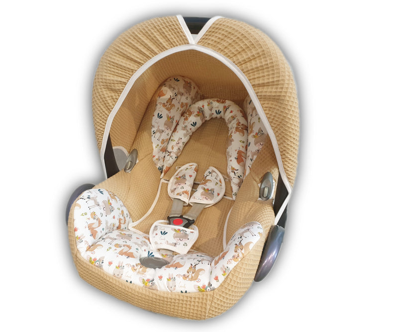 Maxi Cosi Babyschalenbezug, Ersatzbezug oder Spannbezug Waldtiere beige von Atelier MiaMia