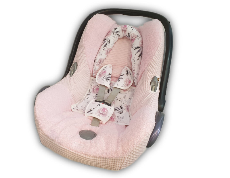 Maxi Cosi Babyschalenbezug, Ersatzbezug oder Spannbezug rosa Rosen von Atelier MiaMia