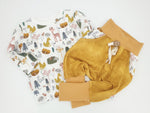 Coole Pumphose oder Babyset kurz und lang senfgelb Jeansoptik von Atelier MiaMia