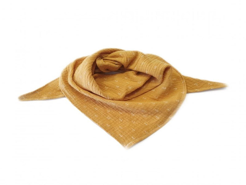 Atelier MiaMia - muslin scarf triangular scarf mustard color anchor // 2