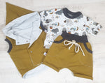 Hoodie Pullover Dinos Regenbogen 310 Baby Kind ab 44-122 kurz oder langarm  Designer Limitiert !! von Atelier MiaMia