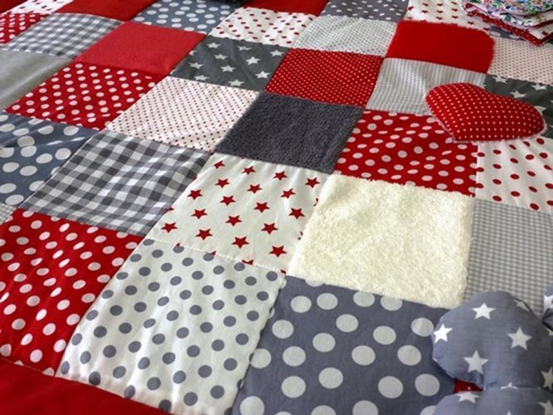 Experience blanket CVI blanket, grey-red, stars and dots, ED29