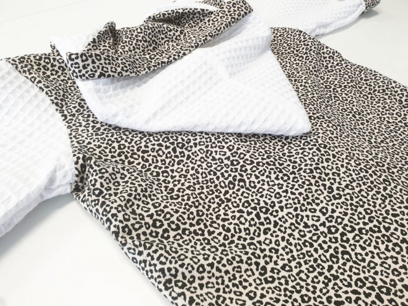 Atelier MiaMia - Giacca con cappuccio Baby Child Size 50-140 Designer Jacket Limited !!Tiger Light Grey Waffle J1