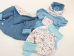 Atelier MiaMia - hooded jacket baby child size 50-140 coarse knit jacket limited !! Chunky knit blue forest animals J13
