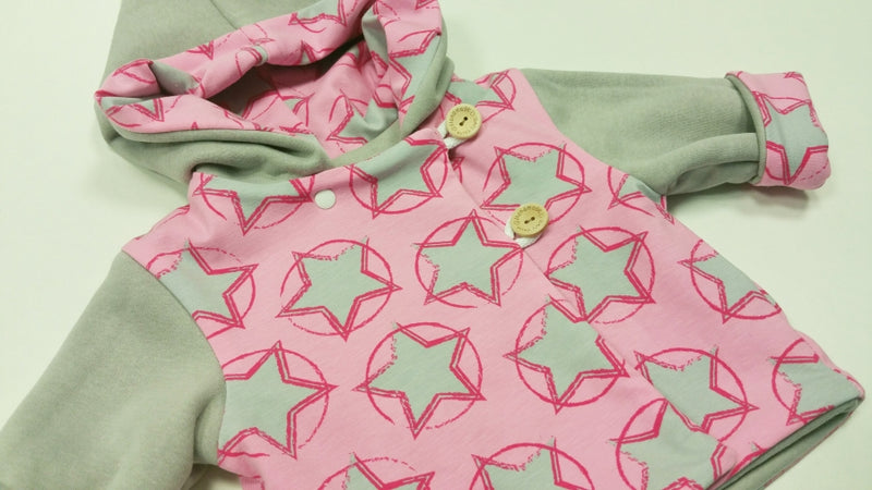 Kaputzenjacke Baby Kind Größe 50-140 Designer Jacke Limitiert !! Rosa Sterne J2 von Atelier MiaMia