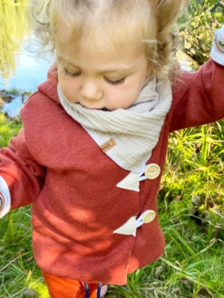 Atelier MiaMia - hooded jacket baby child size 50-140 coarse knit jacket limited !! Chunky knit terracotta fox J23