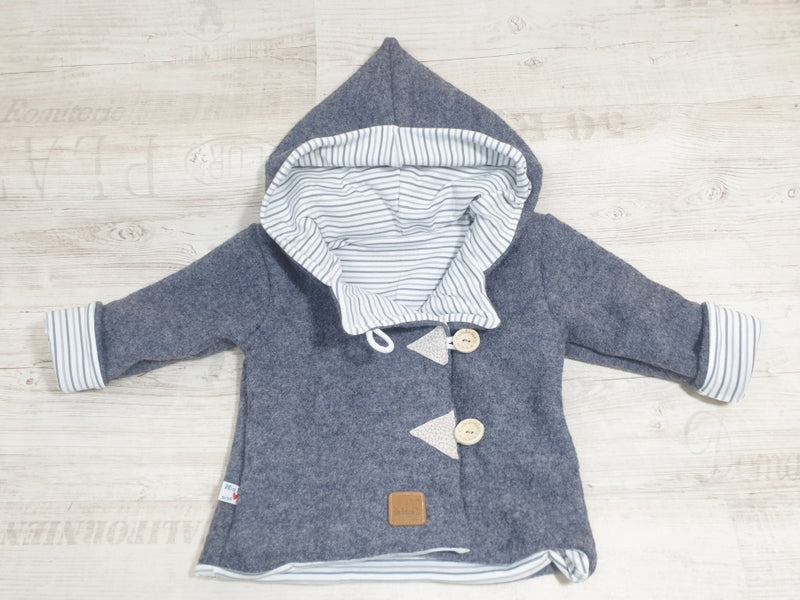 Atelier MiaMia - Walk - hooded jacket baby child size 50-140 jacket limited !! Walk jacket gray stripes J27