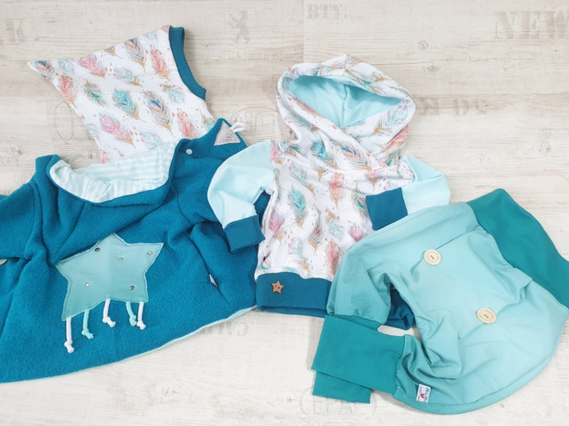 Walk - Kaputzenjacke Baby Kind Größe 50-140 Jacke Limitiert !! Walk -Jacke Aqua Blau Streifen J29 von Atelier MiaMia