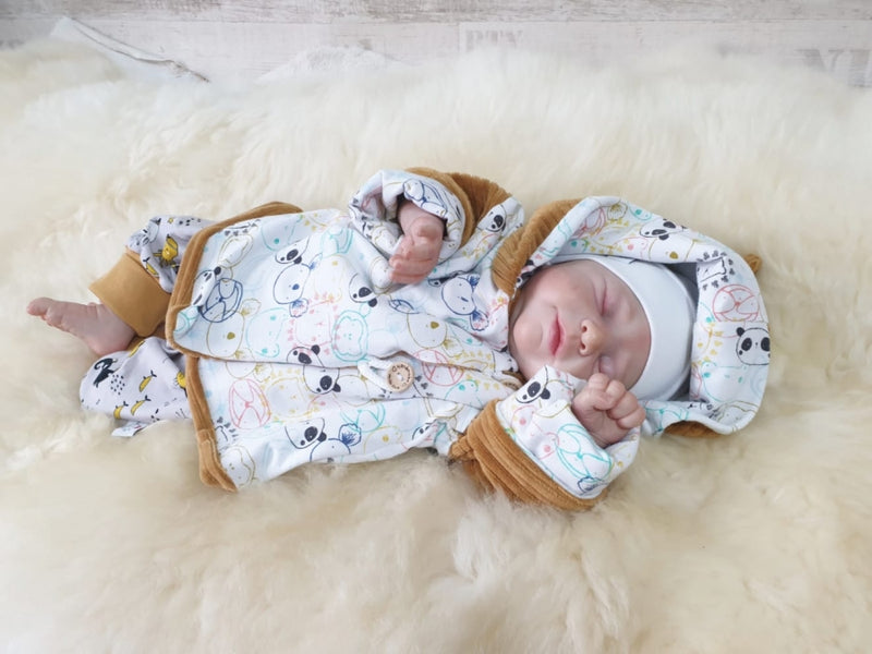 Atelier MiaMia - Giacca con cappuccio Baby Child Taglia 50-140 Designer Jacket Limited !! Orsi giallo senape J3