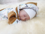 Atelier MiaMia - Hooded Jacket Baby Child Size 50-140 Designer Jacket Limited !! Mustard Yellow Bears J3